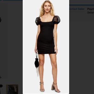 Topshop Black Organza Mini Dress